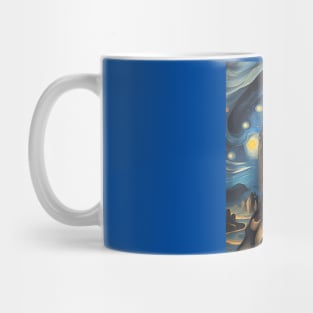 Mona Lisa with a Pearl Earring under The Starry Night Mug